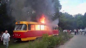 Пожар в трамвае! Запорожье