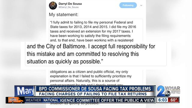 BPD Commissioner Darryl De Sousa charged with failure to file taxes for 3 years смотреть онлайн