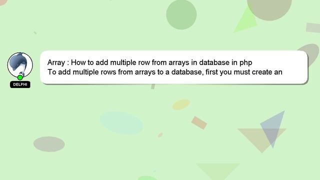 Array : How to add multiple row from arrays in database in php смотреть онлайн