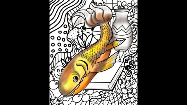 ?Drawing a Doodle Mural in Procreate. Relaxing Fish Sketch and Color/colour #art #doodle #artist смотреть онлайн