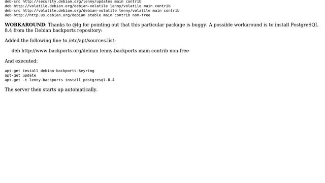 Can't get PostgreSQL to run in Debian Lenny (2 Solutions!!) смотреть онлайн