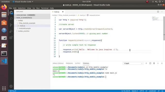 HTTP Module - Simple Example - Node JS | Java Inspires смотреть онлайн