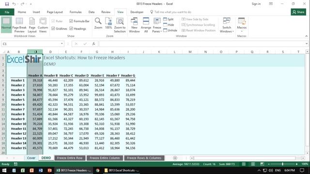 0013 Excel Shortcuts: How to Freeze Headers смотреть онлайн