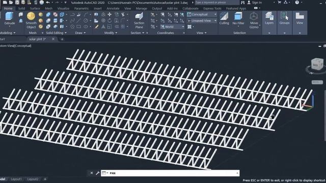 3D Autocad Designing of solar panel layout смотреть онлайн