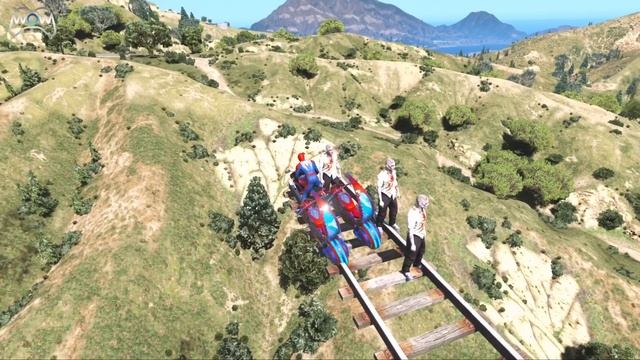 Spiderman and Triple SUPER BIKES with Power Rangers Hulk - Awesome Obstacle Challenge - GTA 5 смотреть онлайн