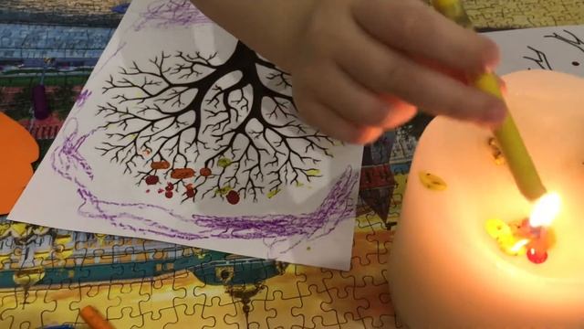 Рисуем восковыми мелками Осеннее дерево ? смотреть онлайн
