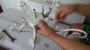 Сборка люстры на цепи 5 ламп 5 металлических плафонов!!!