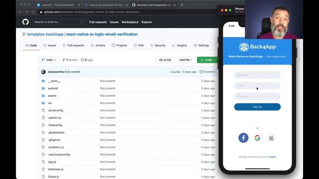 Verificação de email para usuários em React Native usando Parse. смотреть онлайн