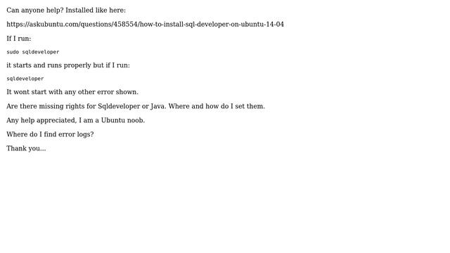 SQL Developer runs in Terminal with sudo sqldeveloper but not without sudo смотреть онлайн