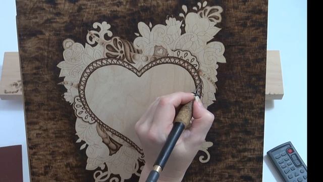 Pyrography Techniques - Valentine Hearts wood burning tutorial смотреть онлайн