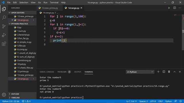 #python #forloop #primenumberinrange Python script prime number in range in hindi смотреть онлайн