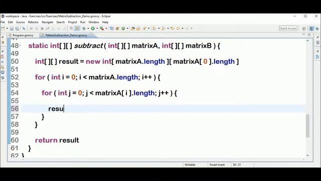 matrix subtraction in groovy смотреть онлайн