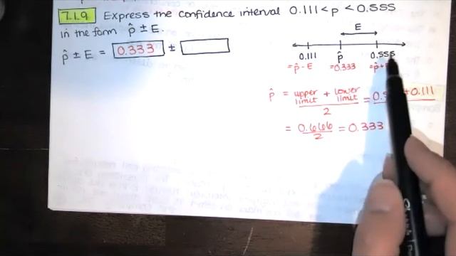 Problem 7.1.9 - Express the confidence interval in the form p hat plus or minus the margin of error смотреть онлайн