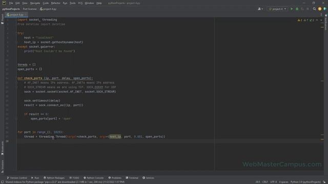 Python Port Scanner - using Threading смотреть онлайн
