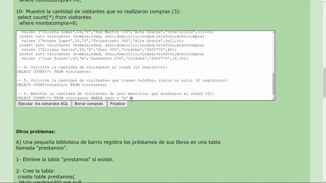 MySQL Ejercicio: 220 Usar Función COUNT() para Contar Registros Tabla visitantes de un Comercio смотреть онлайн