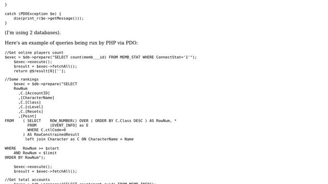 Apache is getting SUSPENDED in MSSQL by another process when doing more than 5-6 queries via PHP... смотреть онлайн
