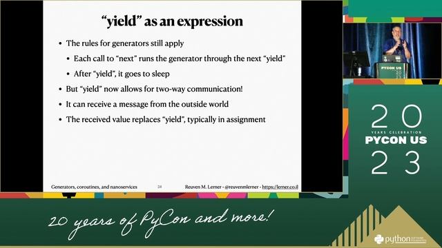 Talks - Reuven M. Lerner: Generators, coroutines and nanoservices смотреть онлайн