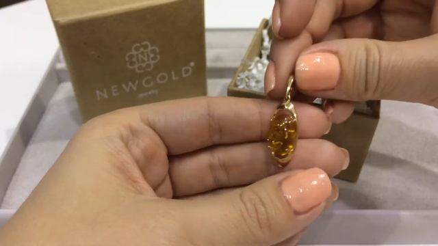 Подвеска 2212 из красного золота 585 пробы с янтарем смотреть онлайн
