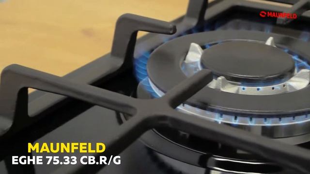 Газовая варочная панель MAUNFELD EGHE 75 33CB RG черный смотреть онлайн