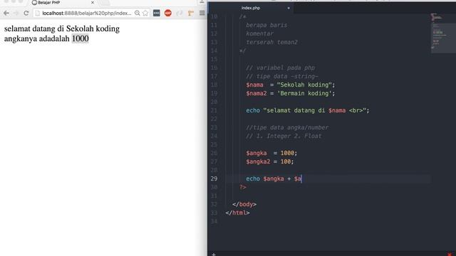Cara Coding PHP (Tipe data Integer dan Float) смотреть онлайн