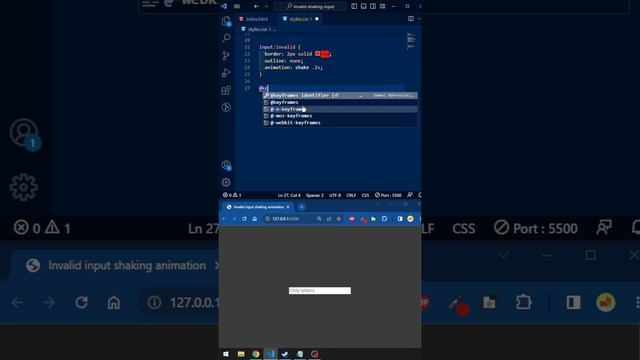 Invalid input shaking animation #frontend #code #animation #css #input #invalid #html смотреть онлайн