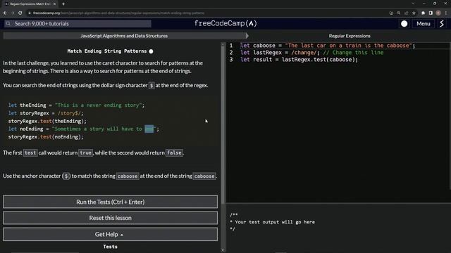 JavaScript Regular Expressions: Match Ending String Patterns | FreeCodeCamp смотреть онлайн
