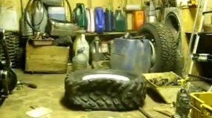 Одел покрышку от квадра на диск от оки.