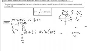 Площадь фигуры, ограниченной  линией, заданной параметрически. Площадь, ограниченная  эллипсом