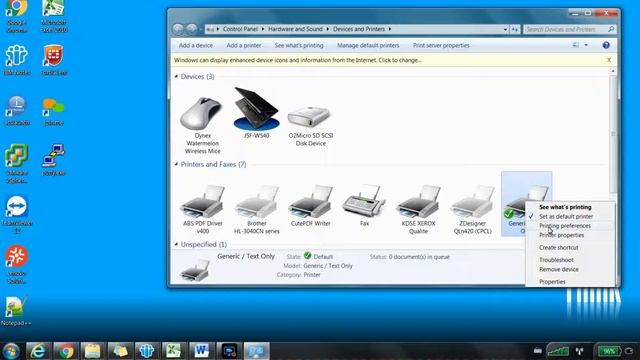 Add a Generic text printer & TCP/IP port in Windows 7 смотреть онлайн