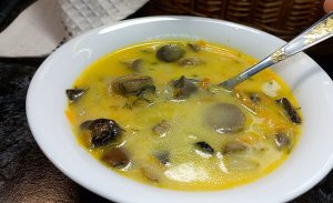 Суп с замороженными лесными грибами