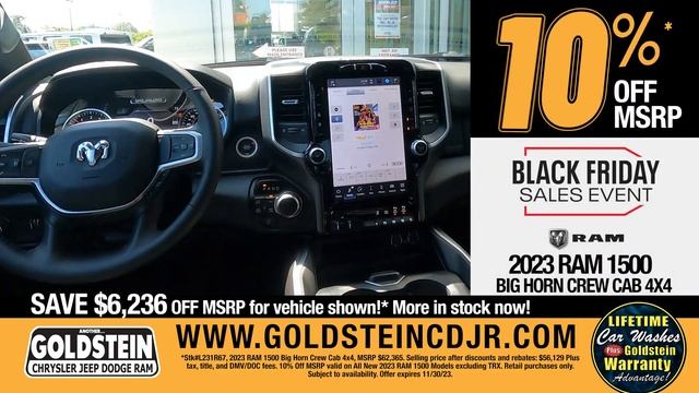 2023 RAM 1500 Big Horn Crew Cab 4x4 Offer - 10% OFF MSRP* Ends Nov 30 at Goldstein CDJR смотреть онлайн