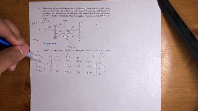 Finite Element Analysis - For the Five-Spring Assemblage, Determine the Displacements at Nodes 2 & смотреть онлайн