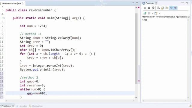 Java program to reverse a Number  Java Programs with solutions - 11