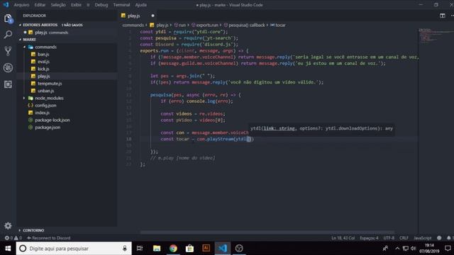 COMO FAZER BOT DE MÚSICA PARA O DISCORD #5 смотреть онлайн