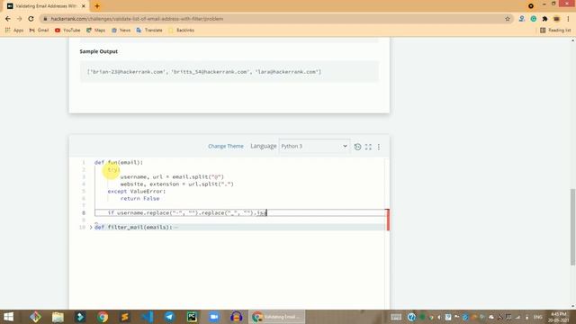 HackerRank Validating Email Addresses With a Filter solution in Python | Python problems solutions смотреть онлайн