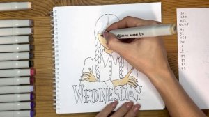 Как нарисовать Уэнсдей Адамс карандашом и скетч маркерами | Рисунок для детей, поэтапно и легко