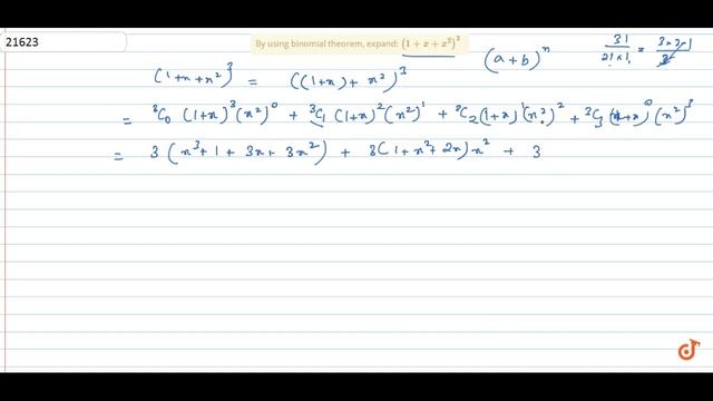 By using binomial theorem, expand: `(1+x+x^2)^3` (b) `(1-x+x^2)^4` смотреть онлайн