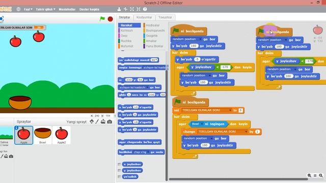 DASTURI.2.SCRATCH DASTURIDA O'YIN SAVATCH VA OLMA. смотреть онлайн