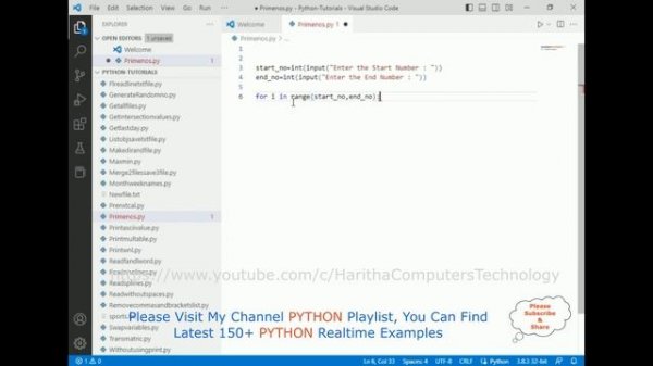 #147 Python Interview Questions Answers | Python Prime Number Between Input Range