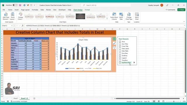 How To Create Column Chart That Includes Totals In Excel? | Tamil | Excel Chart Creation смотреть онлайн