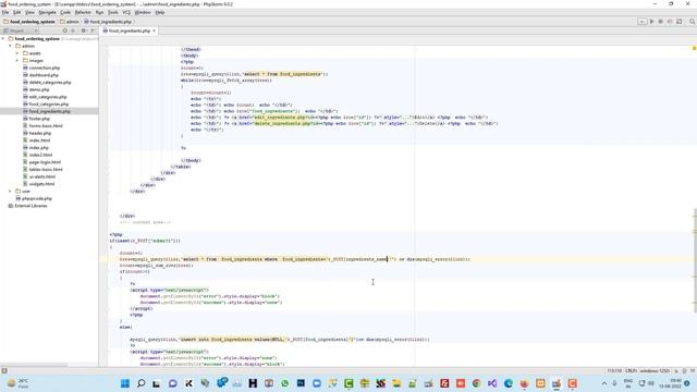 how to add edit ingredients on admin side in food ordering system in php смотреть онлайн