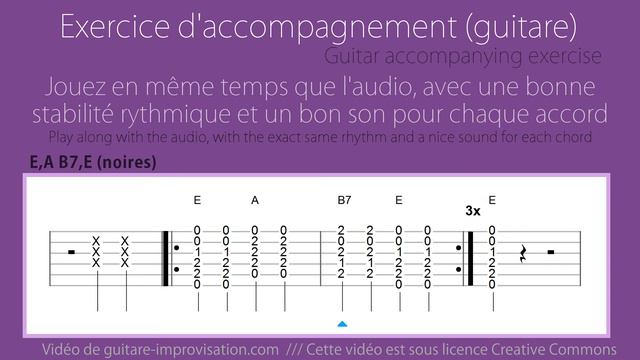 E,A B7,E (noires) // accompagnement guitare смотреть онлайн