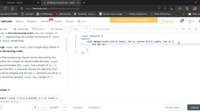 merge sorted array | LeetCode смотреть онлайн