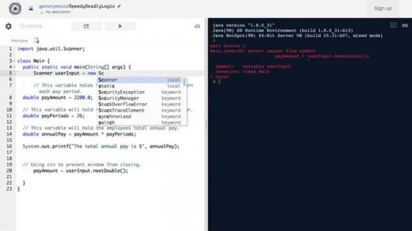 error: cannot find symbol symbol:   variable userInput   location: class Main