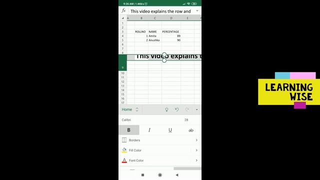 How to change row and column settings in MS Excel App in mobile смотреть онлайн
