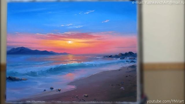 Oil Landscape Painting - Sea Sunset / Easy Art / Drawing Lessons / Satisfying Relaxing / Масло.