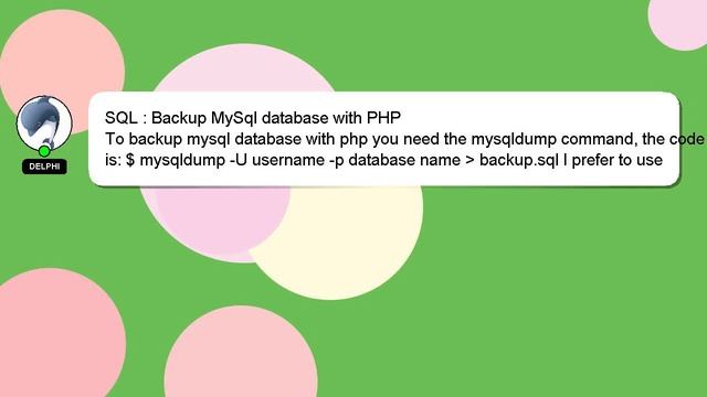 SQL : Backup MySql database with PHP смотреть онлайн