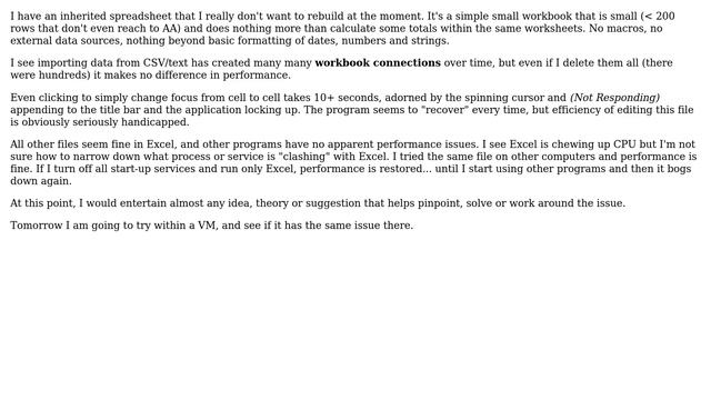 Unix & Linux: Why is only one Excel spreadsheet crippled, but others are fine? смотреть онлайн