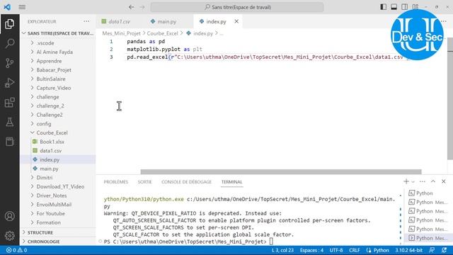 Tracer Une courbe avec Python en Utilisant des données Excel de type .csv et .xlsx смотреть онлайн