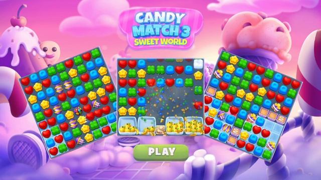 Candy Match 3 Sweet World Android Game Play - Funny time with candy game, candy magic blast смотреть онлайн